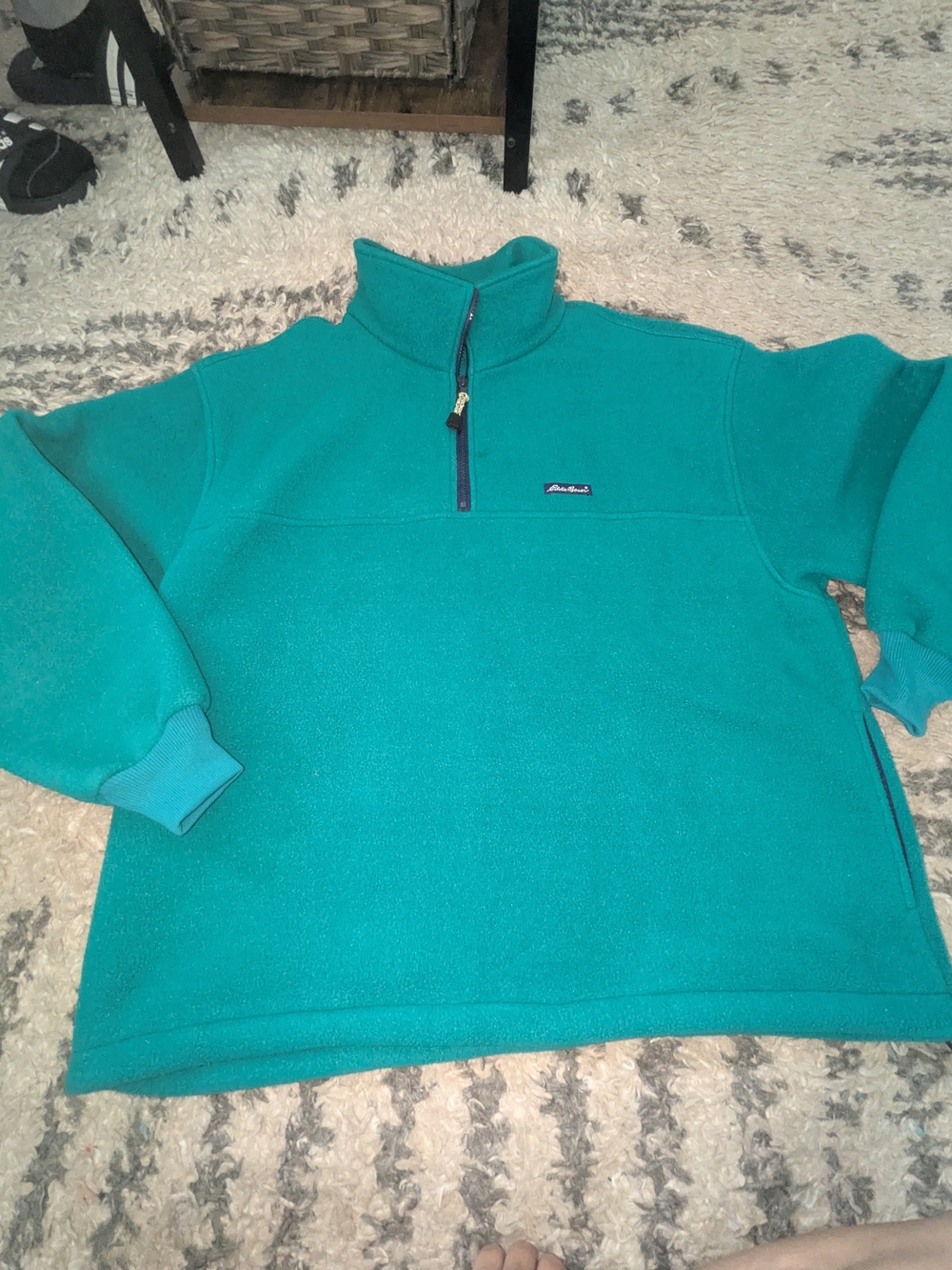 Eddie Bauer Teal Green Quarter-Zip Fleece Pullover